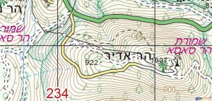 אזור הר אדיר. מתוך אתר מפות הממשלתי http://www.govmap.gov.il/home