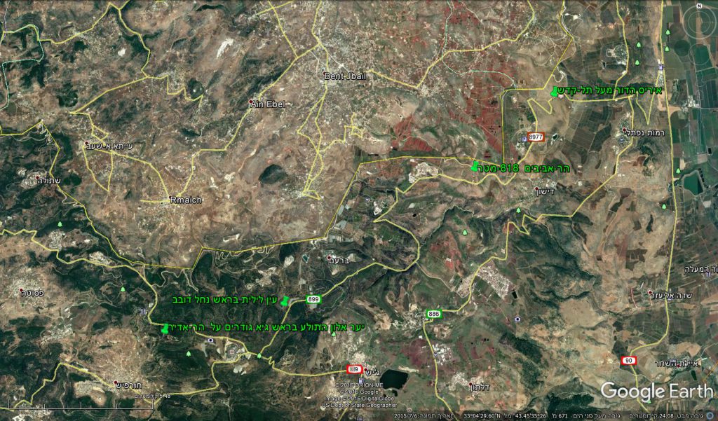  מפת תחנות ההשתלמות בגליל העליון המזרחי